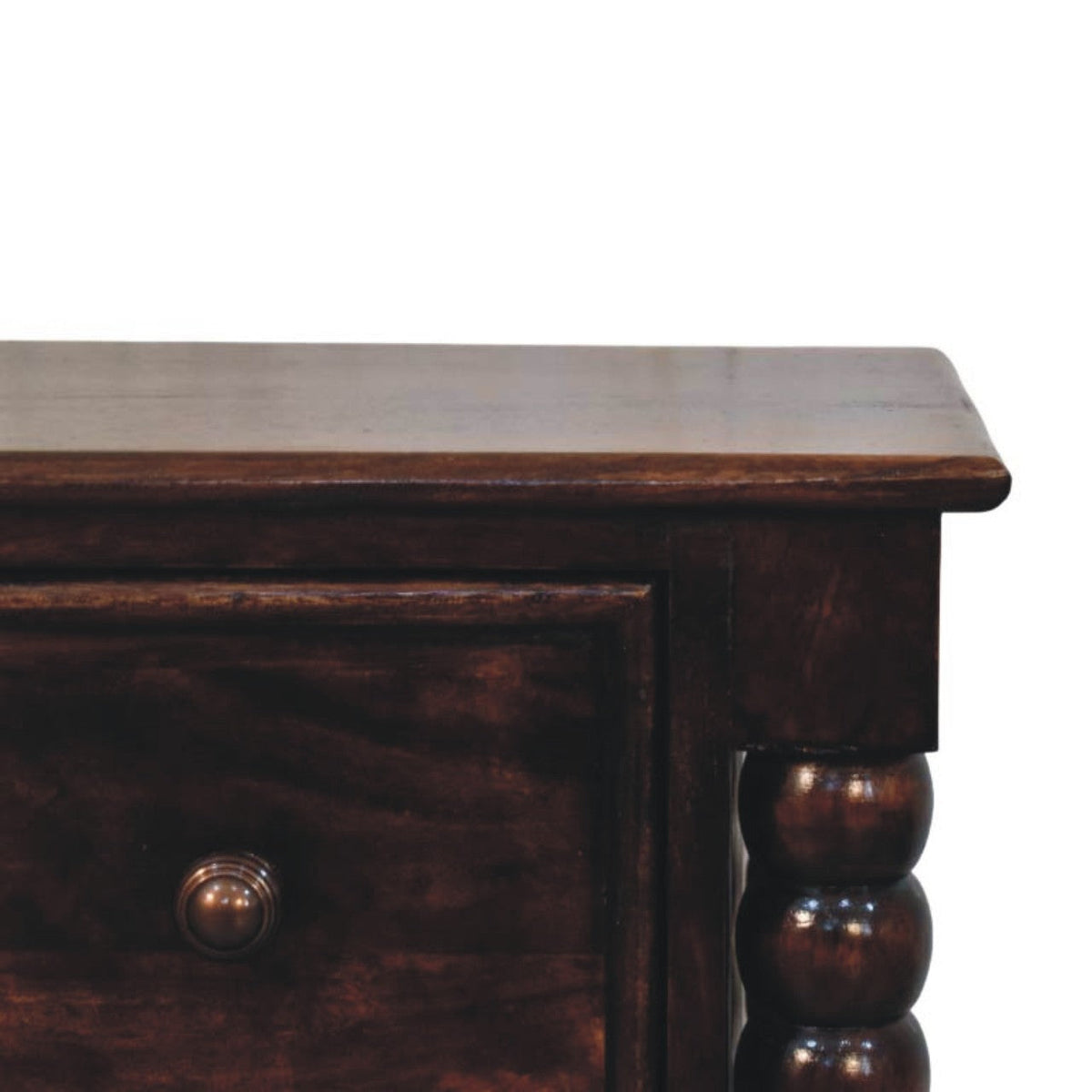 Solid Wood Spindle Duo Bedside Nightstand with Dual Storage - Natural Wood