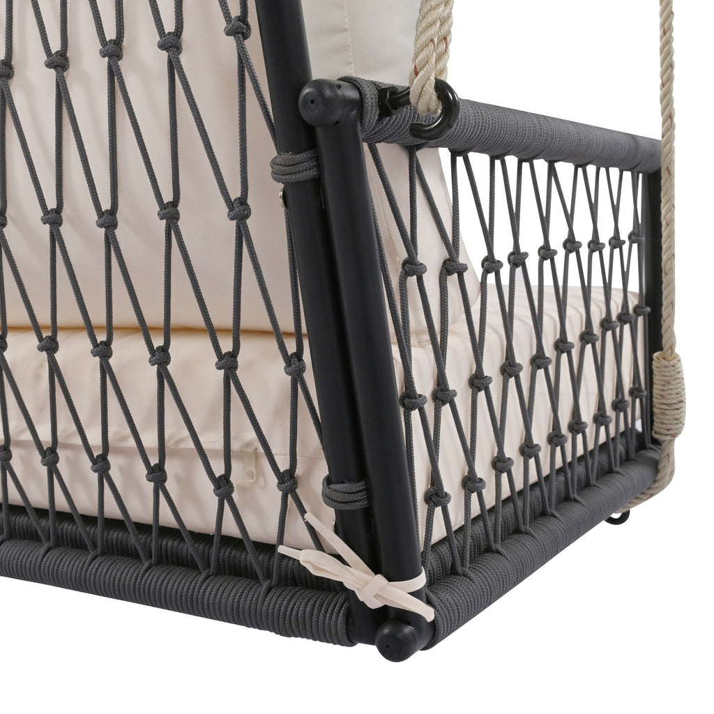 Beige Outdoor Swing Sofa with Soft Cushions for Patio