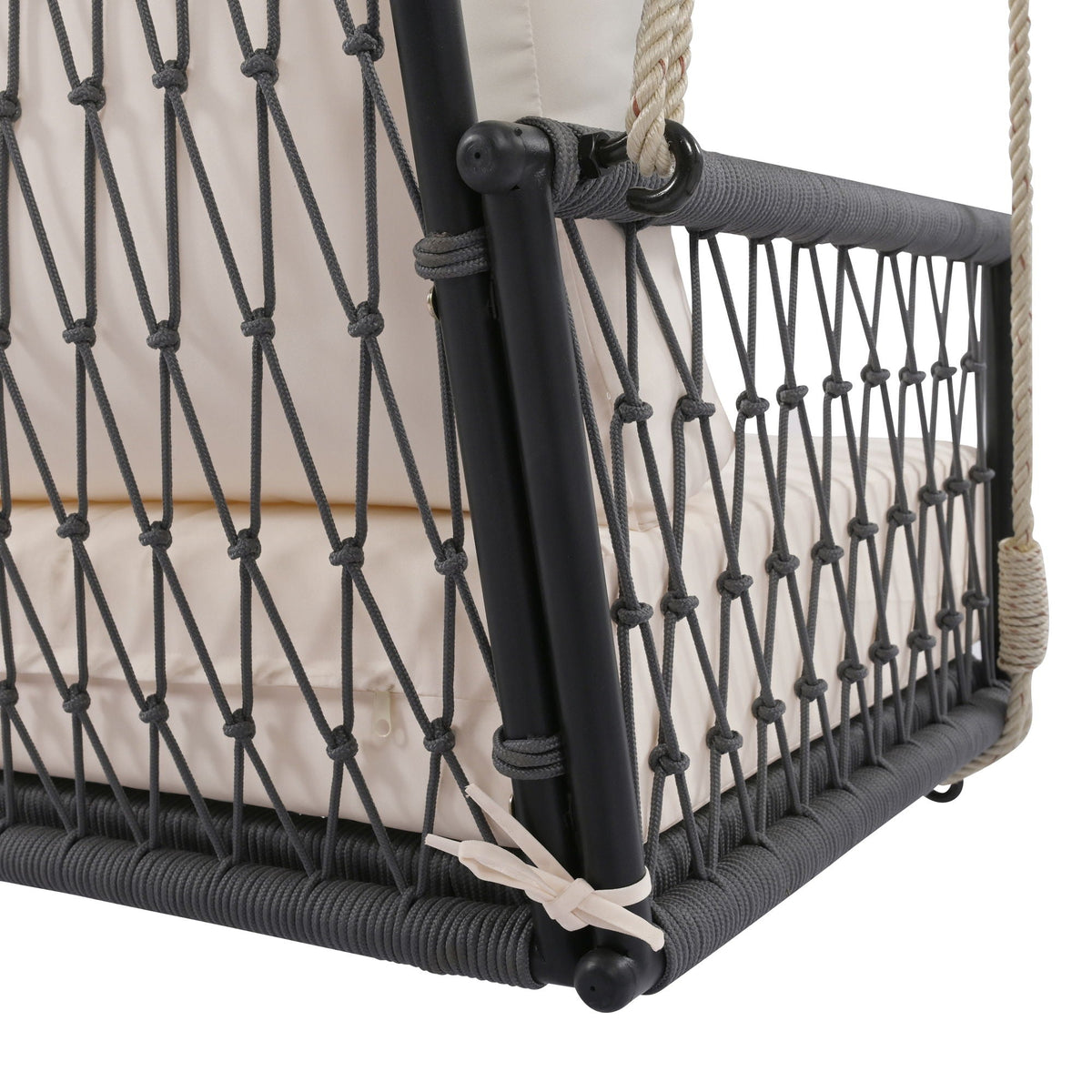 Beige Outdoor Swing Sofa with Soft Cushions for Patio