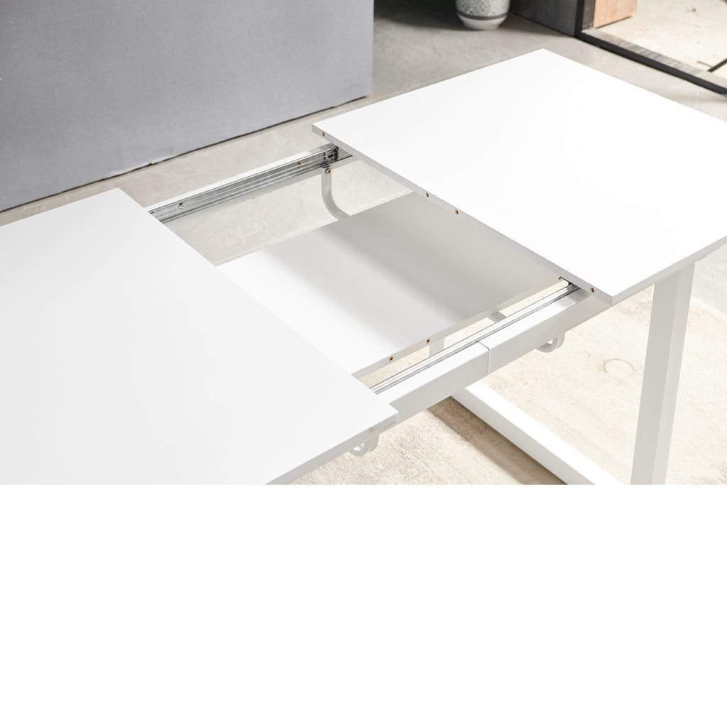 Square Extendable Dining Table with Metal Leg - Black or White
