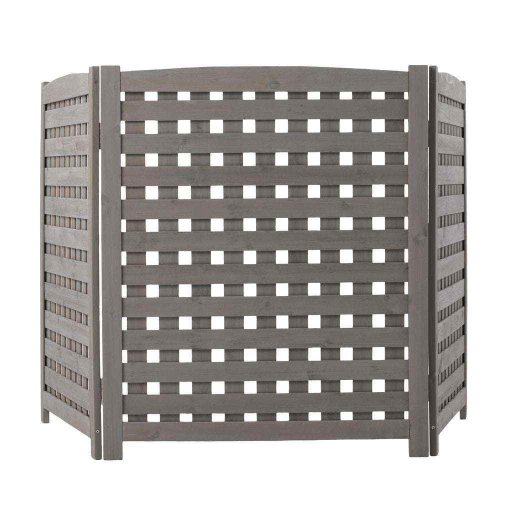 3 Panel Outdoor Air Conditioner Fence Screen with Solid Wood - Light Brown or Dark Gray