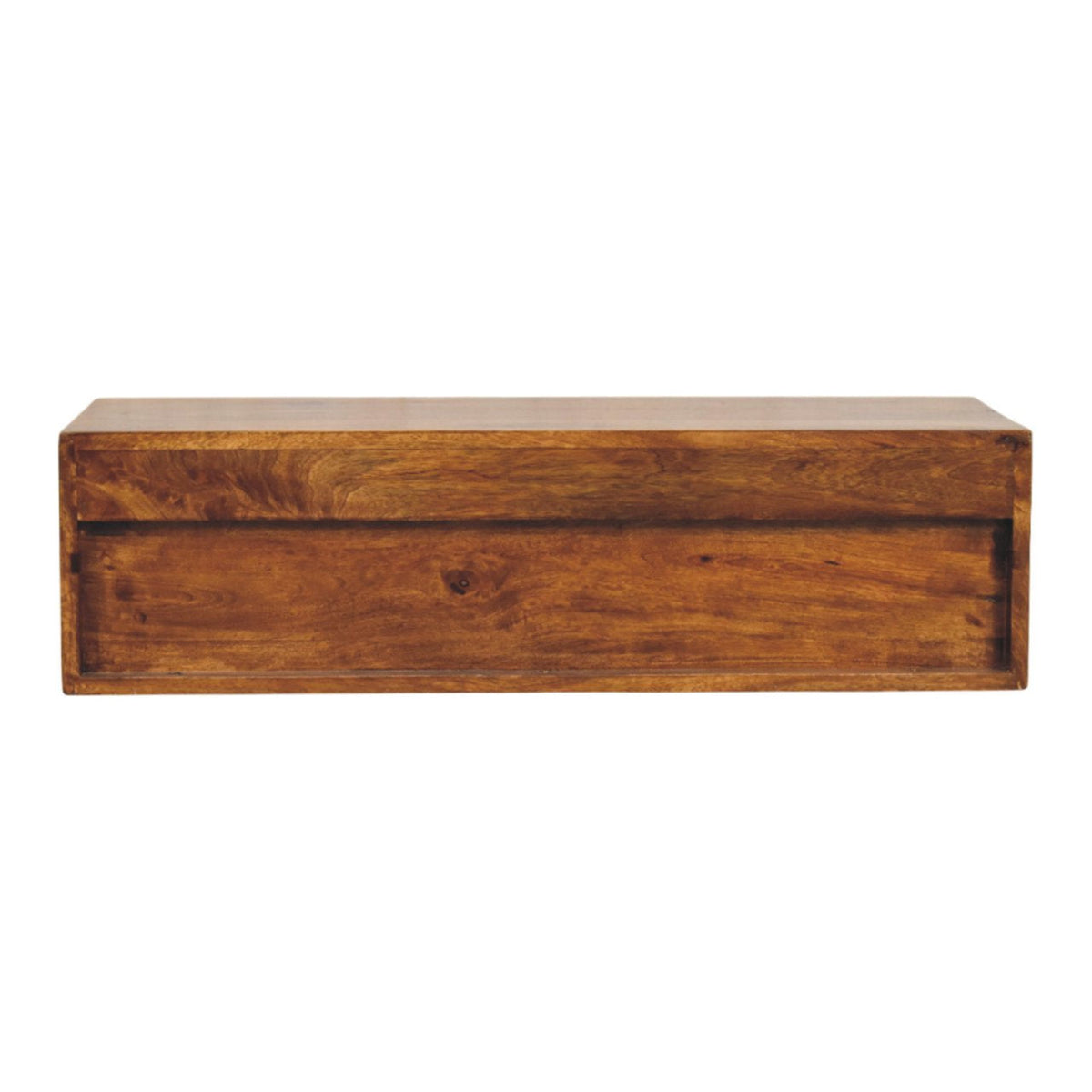 Solid Wood Lunar Wall-Mounted Media Unit with 2 Drawers - Chestnut