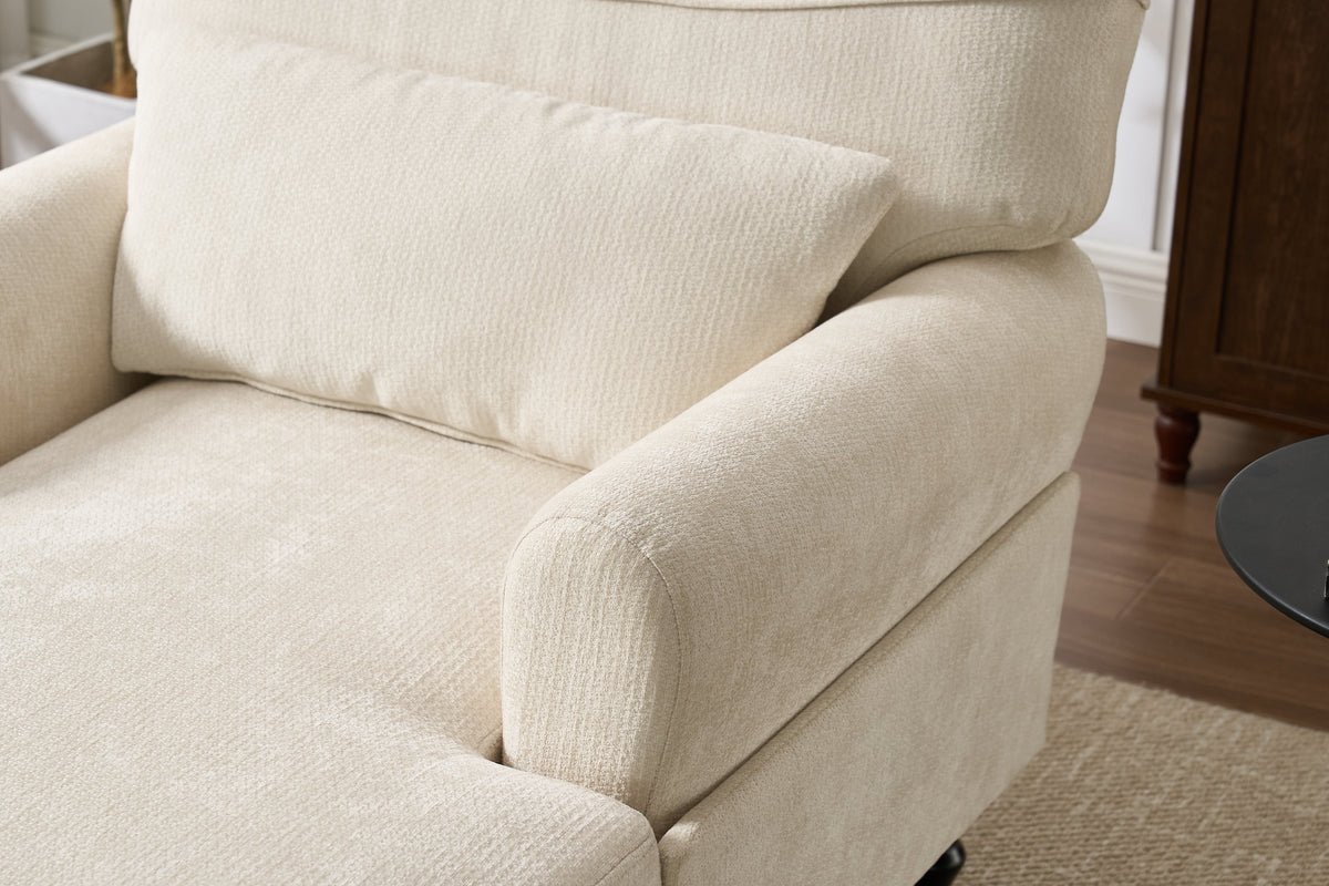 Modern Chaise Lounge with Upholstered Recliner - White