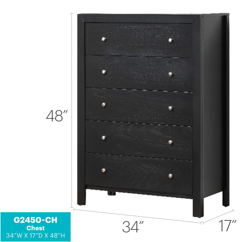 Modern Elegant Transitional Storage Chest with Spacious Drawers - Dark Red, Black, or White