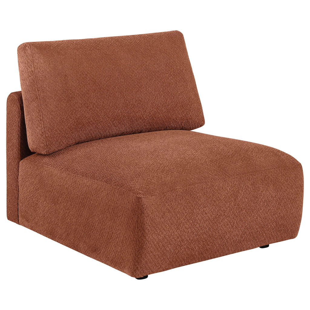 Elysia Chenille Upholstered Modular Armless Chair Coral