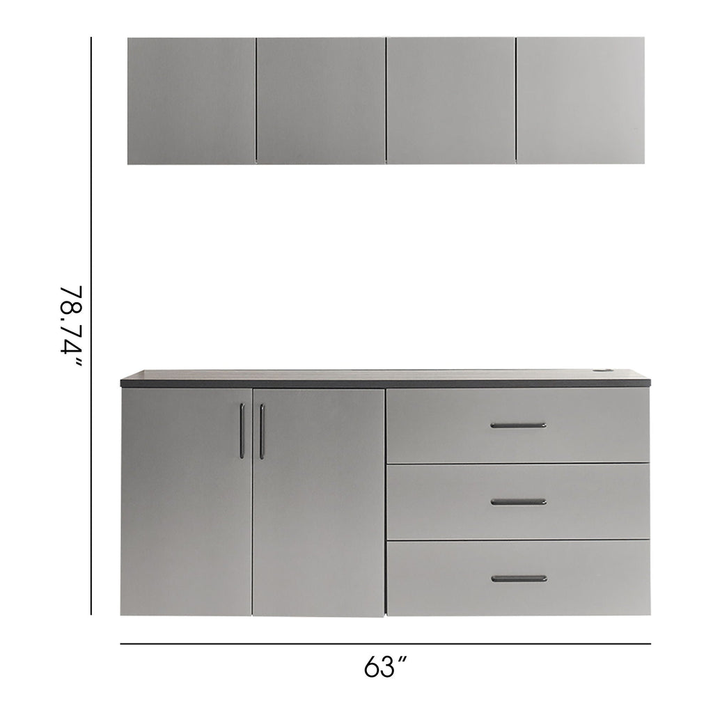 Garage Cabinet Set with Soft Closing Drawers - Metallic Gray