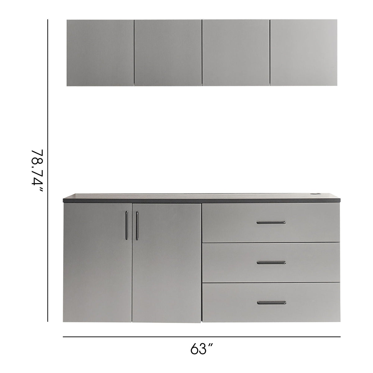 Garage Cabinet Set with Soft Closing Drawers - Metallic Gray