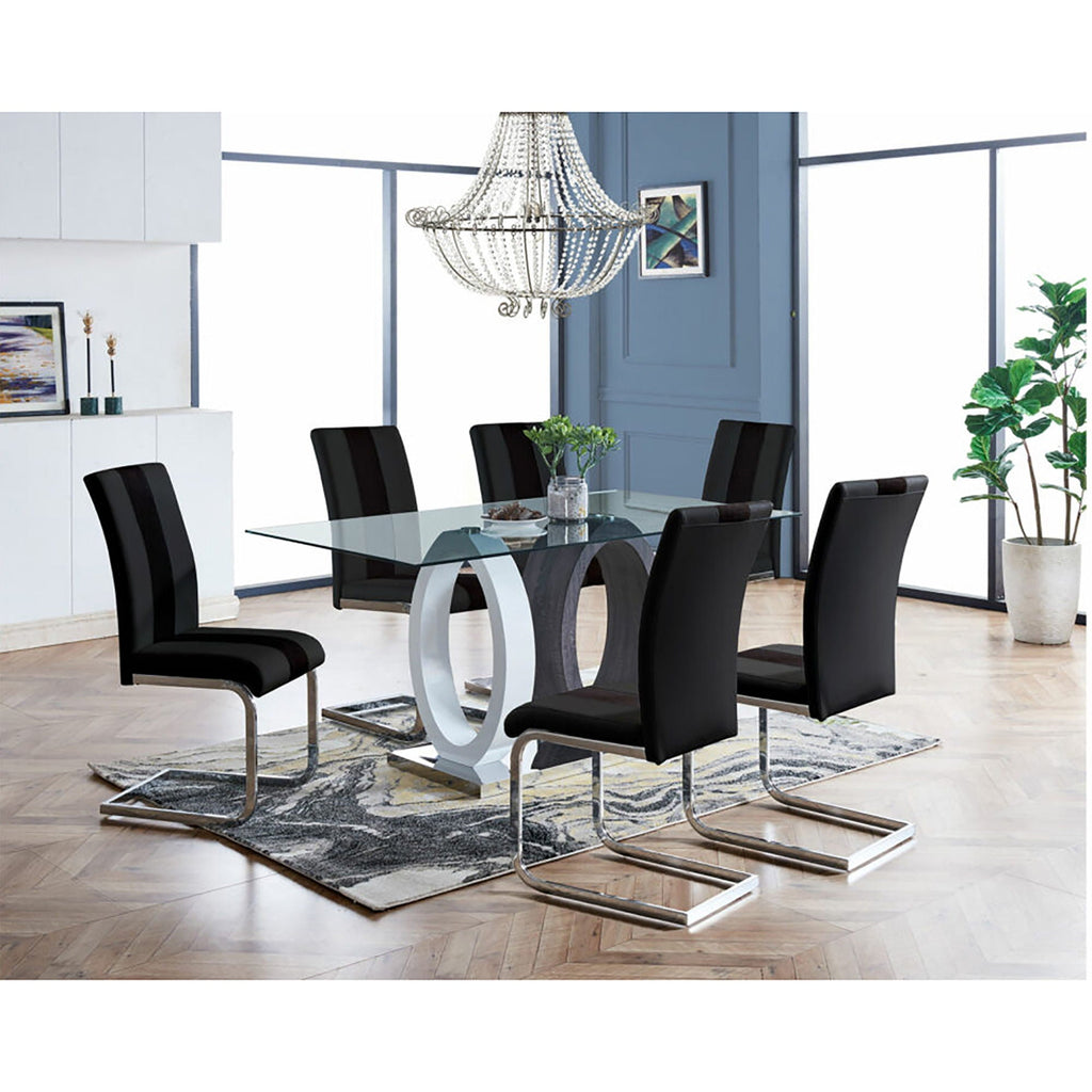 Royce Dining Table with Durable Metal Base - White