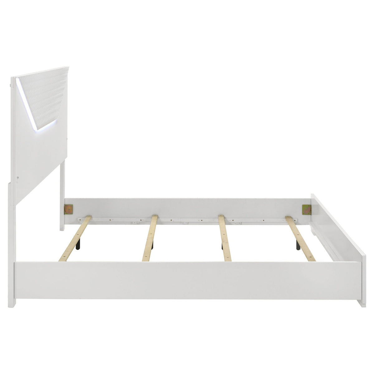 Pierce Panel Bed with LED Headboard - High Gloss Finish - White or Dark Gray
