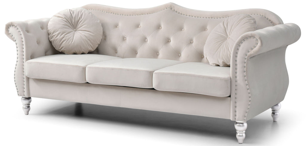Hollywood Sofa with Tufted Back and Nailhead Trim - Multiple Colors