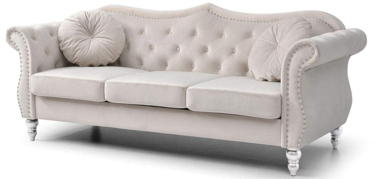 Hollywood Sofa with Tufted Back and Nailhead Trim - Multiple Colors