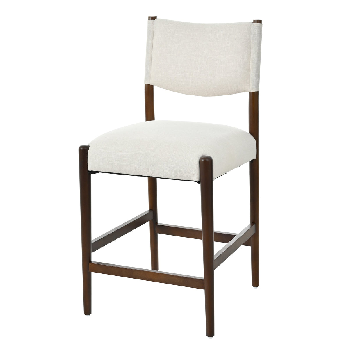 Solid Wood Counter Height Barstools with Fabric Seat - Walnut