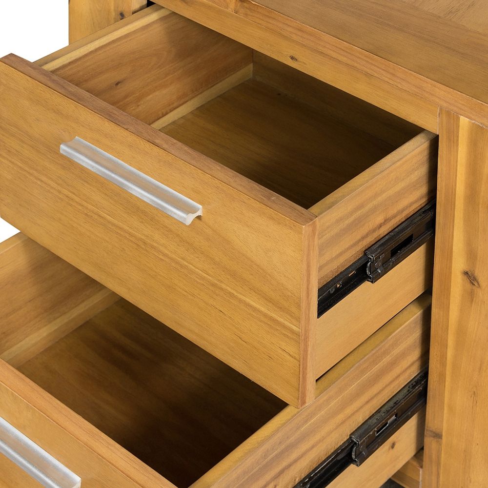 Natural Wood Nightstand with Smooth Glide Drawer - Brown