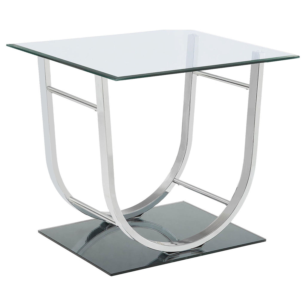 Danville 2-piece Glass Top Coffee and End Table Set Chrome