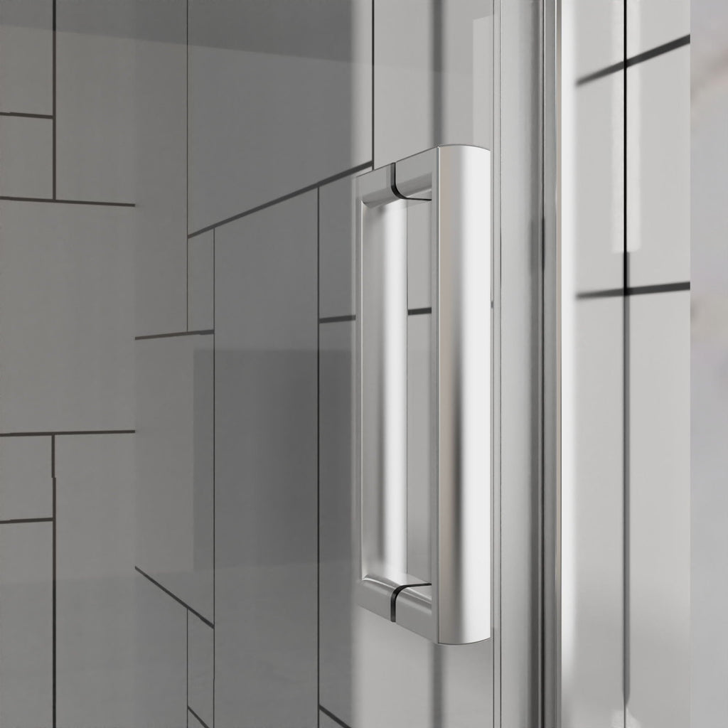 Bifold Frameless Shower Door with Tempered Clear Glass - Pearl Silver or Black
