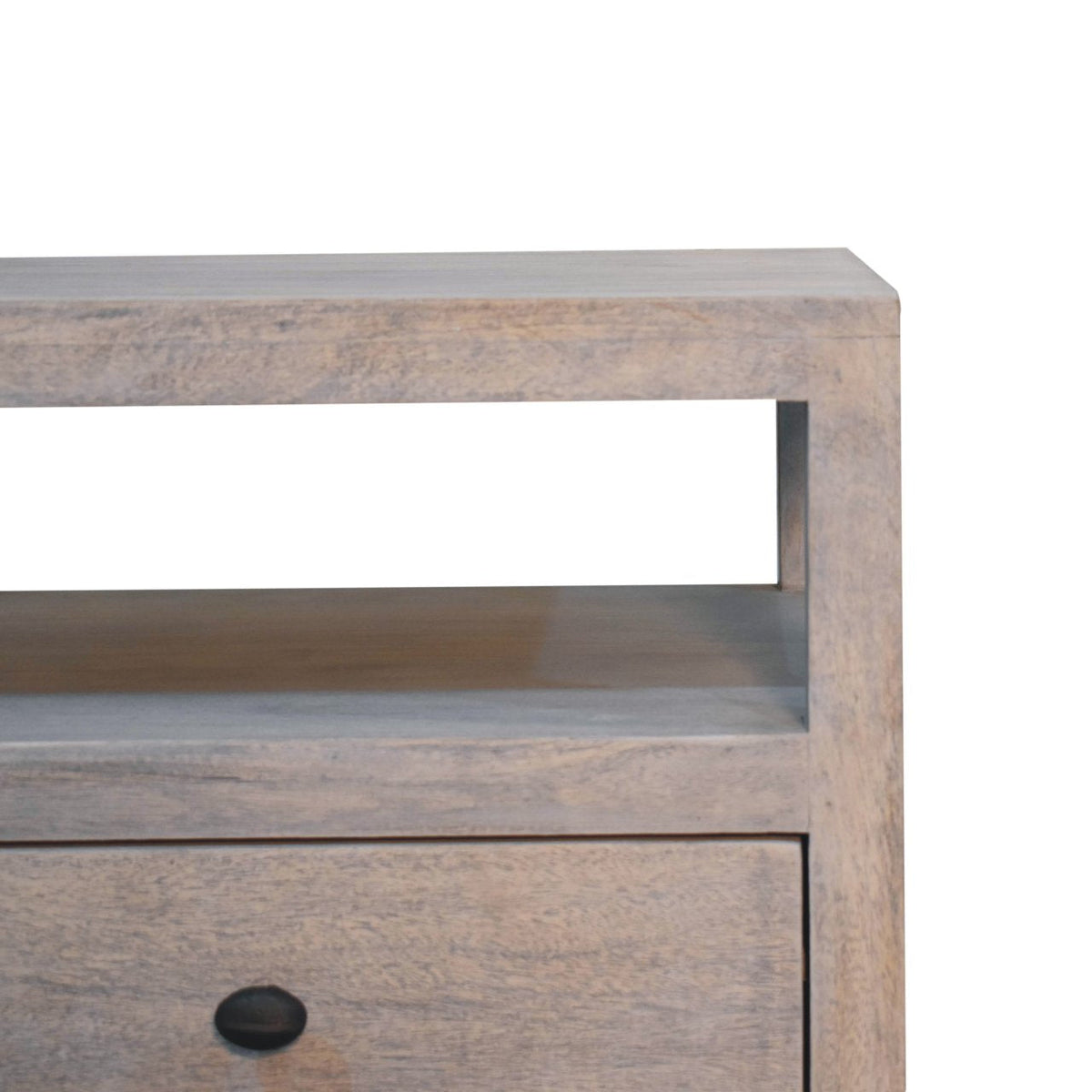 Acid Wash 2-Drawer Open Bedside Table with Open Shelf - Weathered Finish
