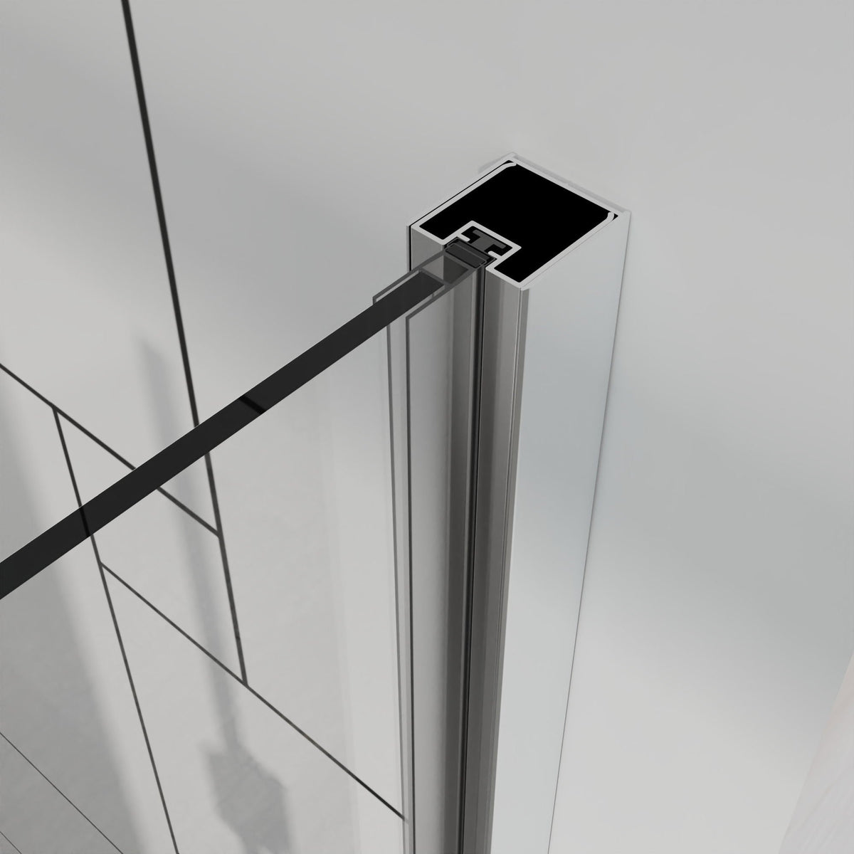 Bifold Frameless Shower Door with Tempered Clear Glass - Pearl Silver or Black