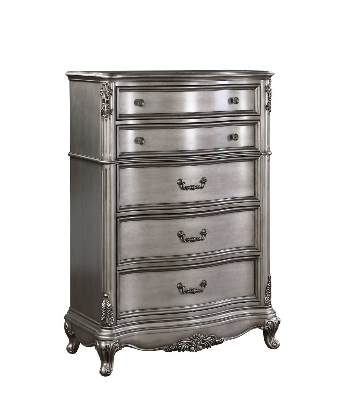 Ariadne Antique Silver Accent Chest with Intricate Detailing - Silver