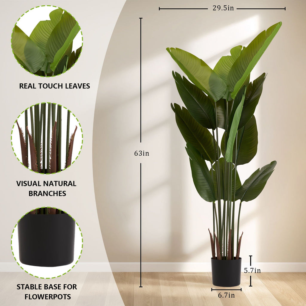 Artificial Plant Set of 2 with Durable Plastic Construction - Green