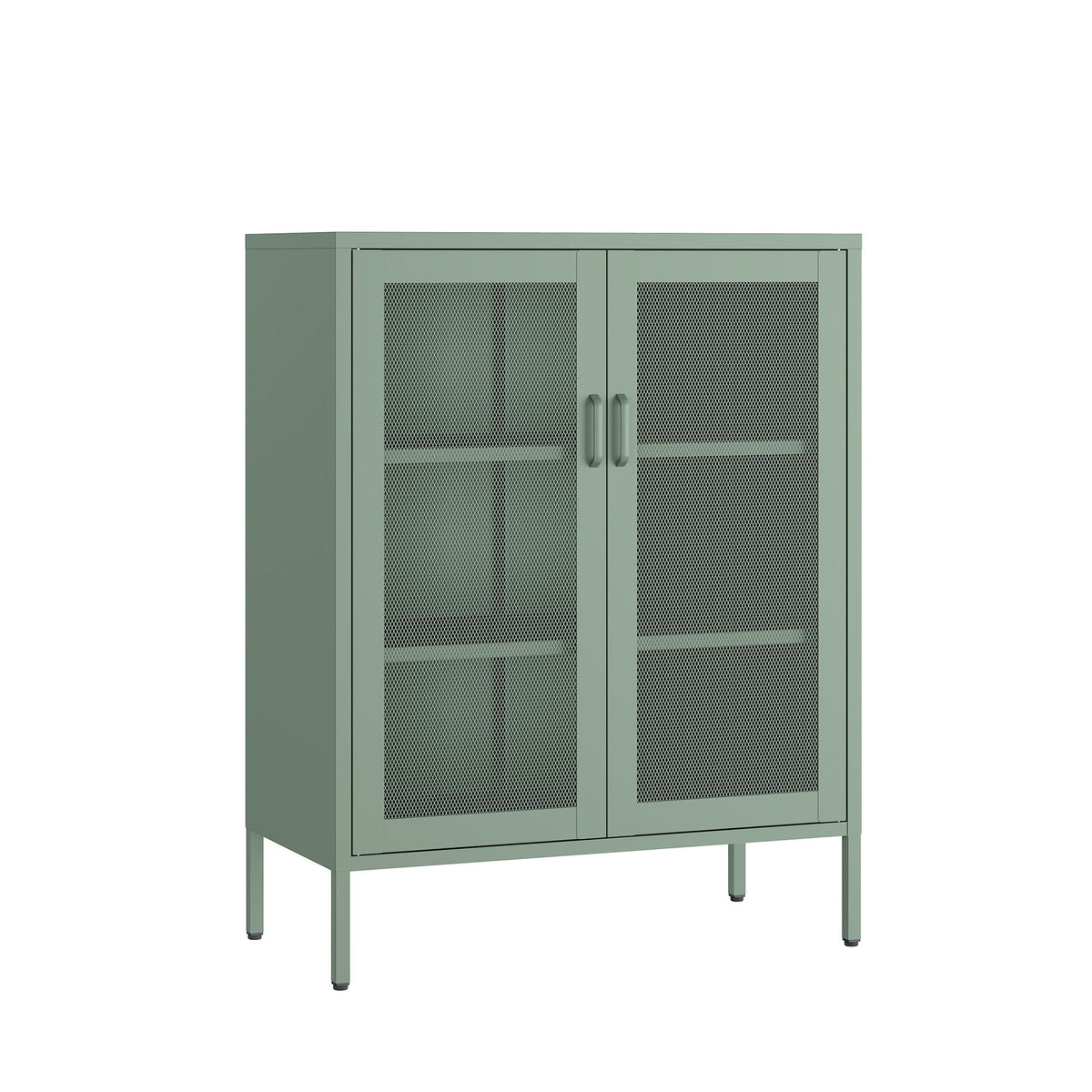 Metal Accent Cabinet with Adjustable Shelves - Black, Green, or White