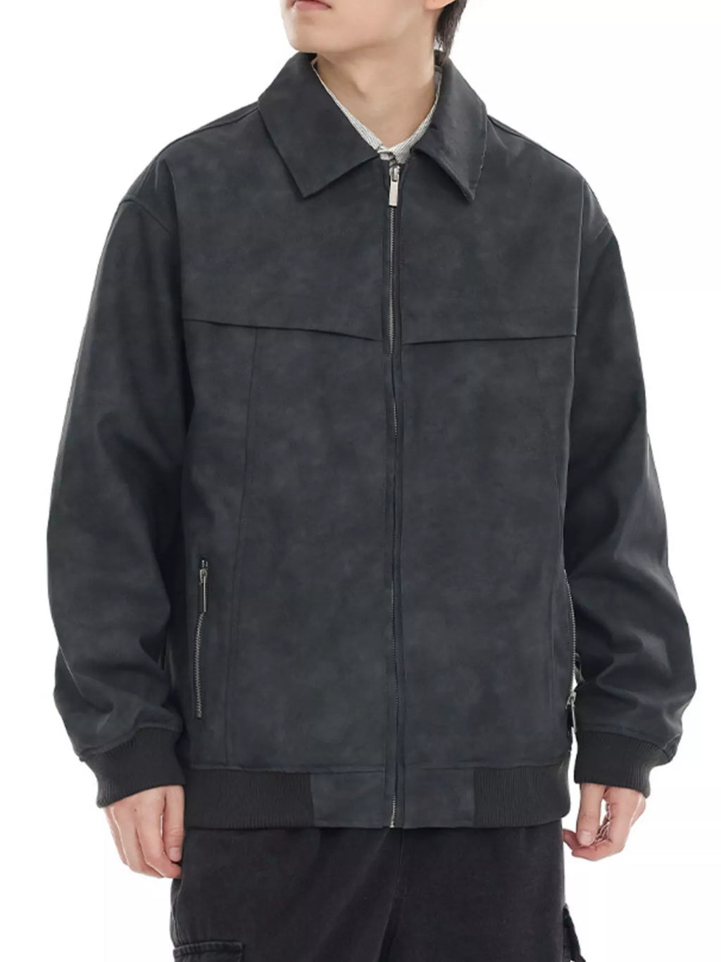 Men's Plus Size Zip Up Drop Shoulder Jacket