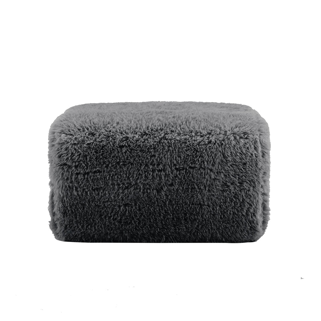 Plush Fabric Ottoman with Cloud-Like Comfort - Dark