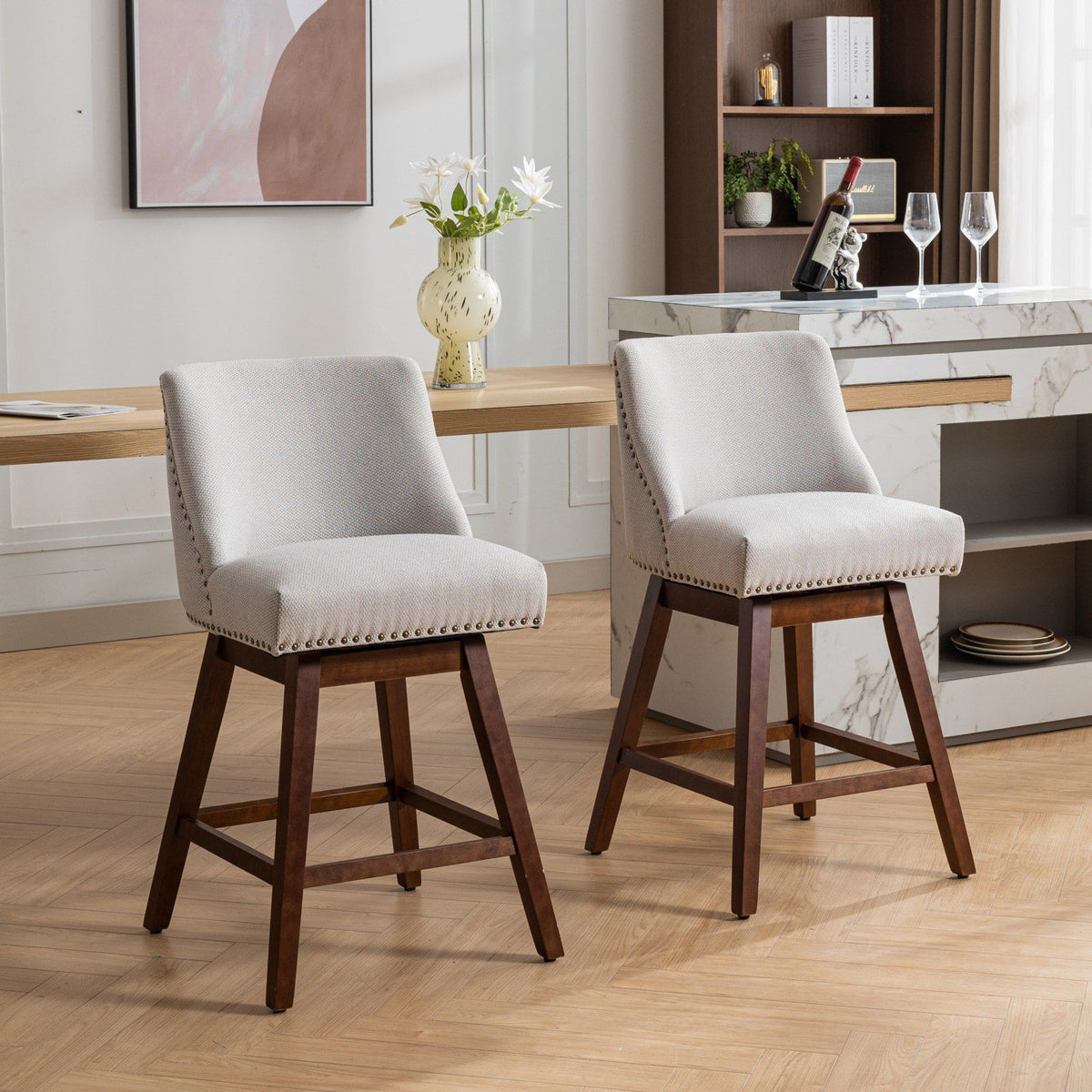 Counter Height Swivel Barstools, Set of 2