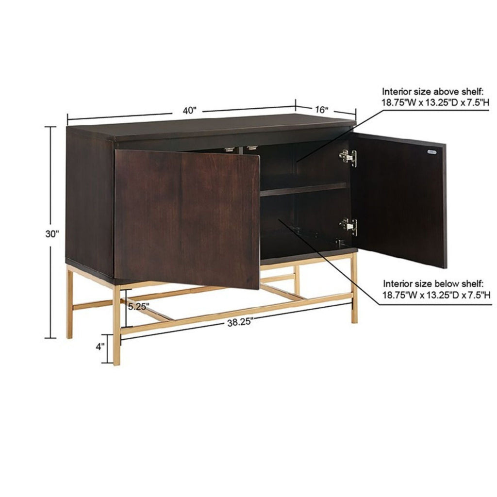 Morocco Gold Accent Cabinet with Storage and Gold Metal Base