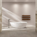 71 Inch Artificial Stone Freestanding Bathtub with Solid Surface - Matte White