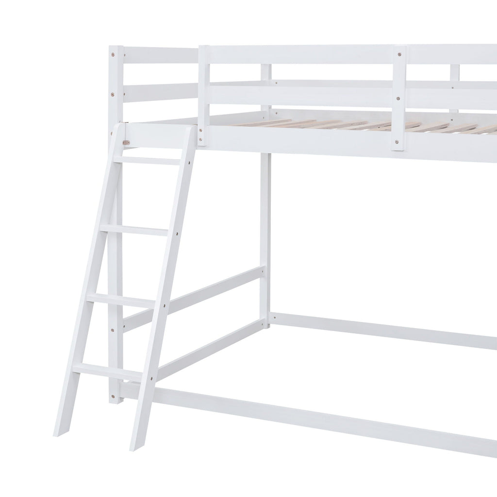 Bunk Bed With Ladder, Slide, and Shelves - Pine Wood, Full Over Full