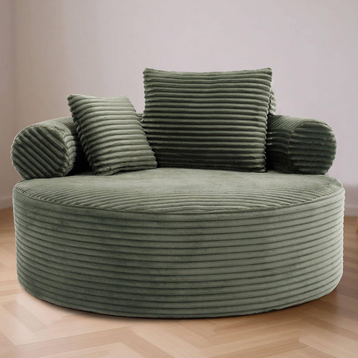 Round Sofa Bed with Memory Foam and 3 Pillows - Multiple Colors