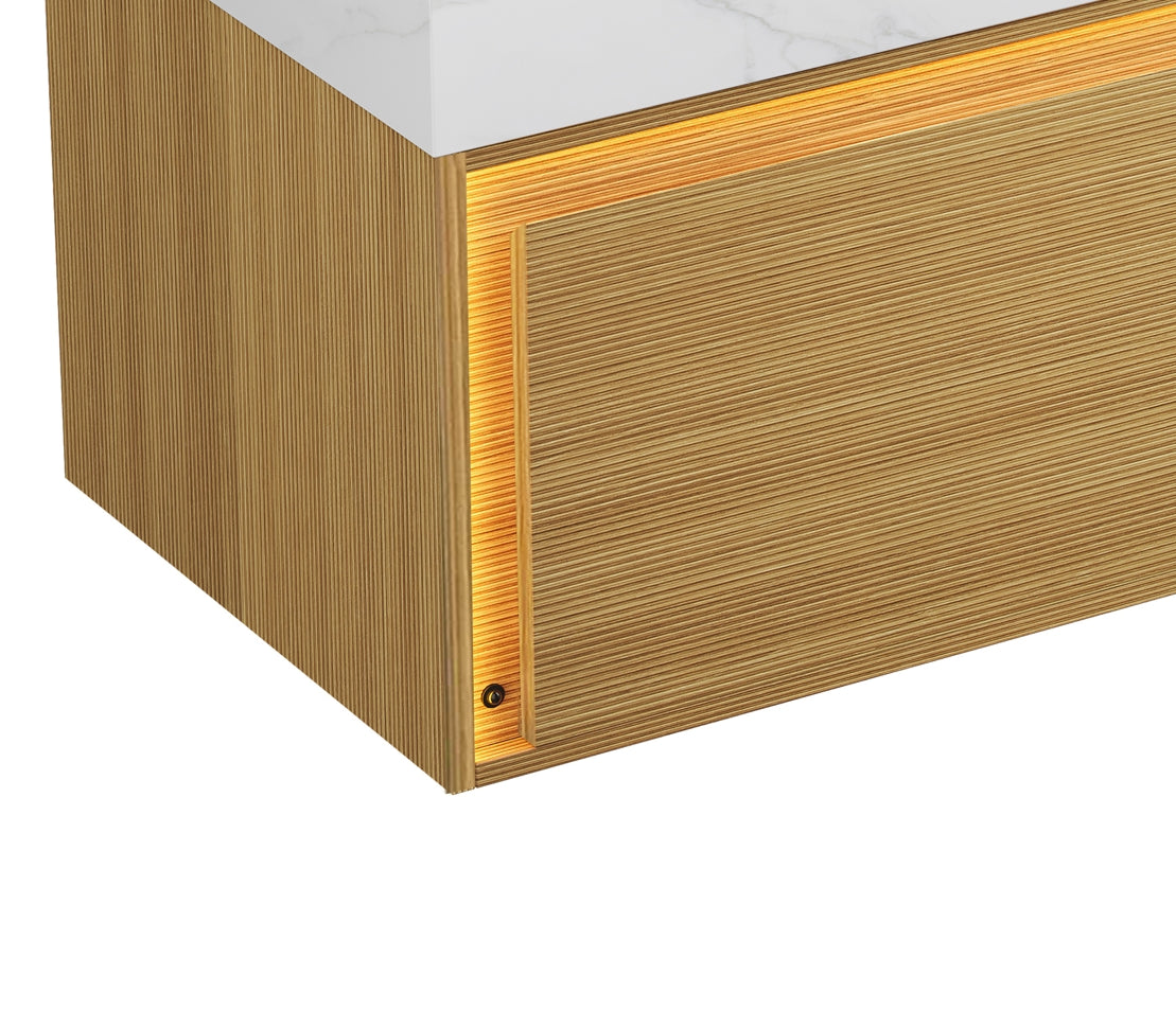 Nyah 36'' Wall-Mounted Bathroom Cabinet with Soft-Close Drawer - Light Woodgrain