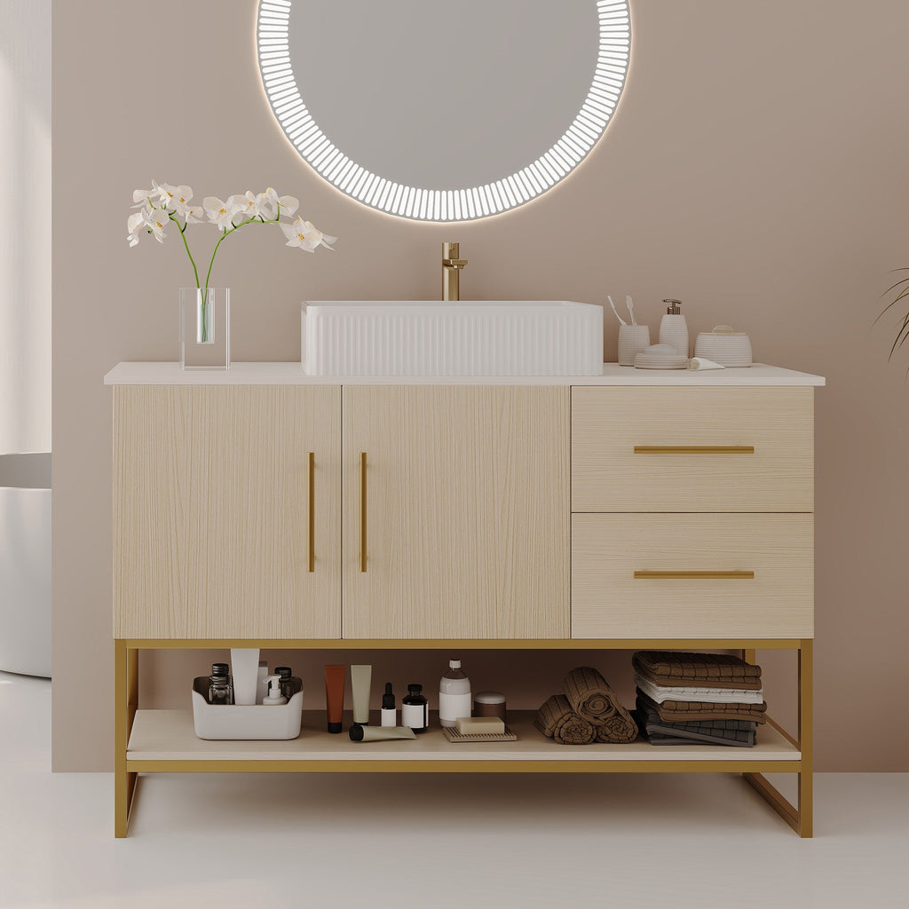 Modern Bathroom Vanity with Ceramic Vessel Sink