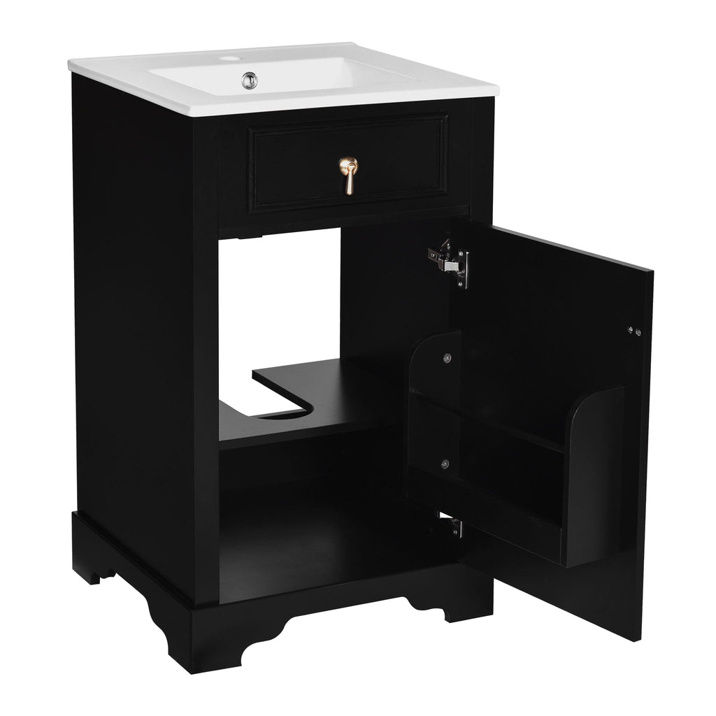Elegant Bathroom Vanity with Ceramic Sink and Soft-Close Door - Multiple Colors
