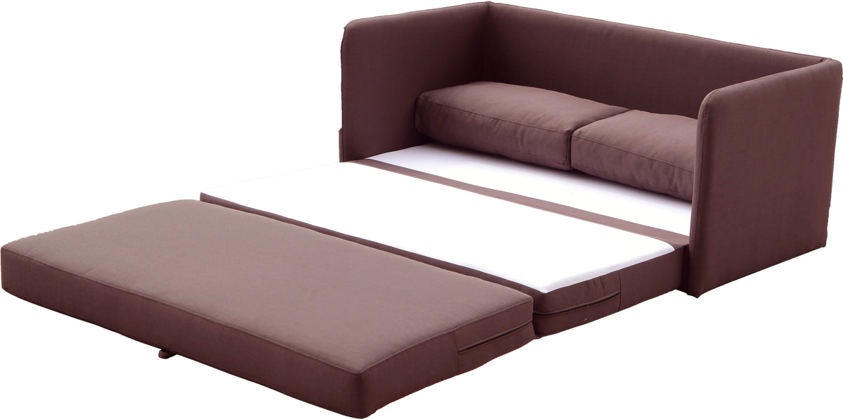 Modern Fabric Loveseat Sleeper with Sturdy Wood Frame - Brown