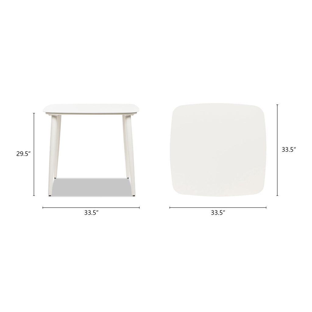 Santorini 33.5" Square Outdoor Patio Table with Durable Aluminum Frame - White
