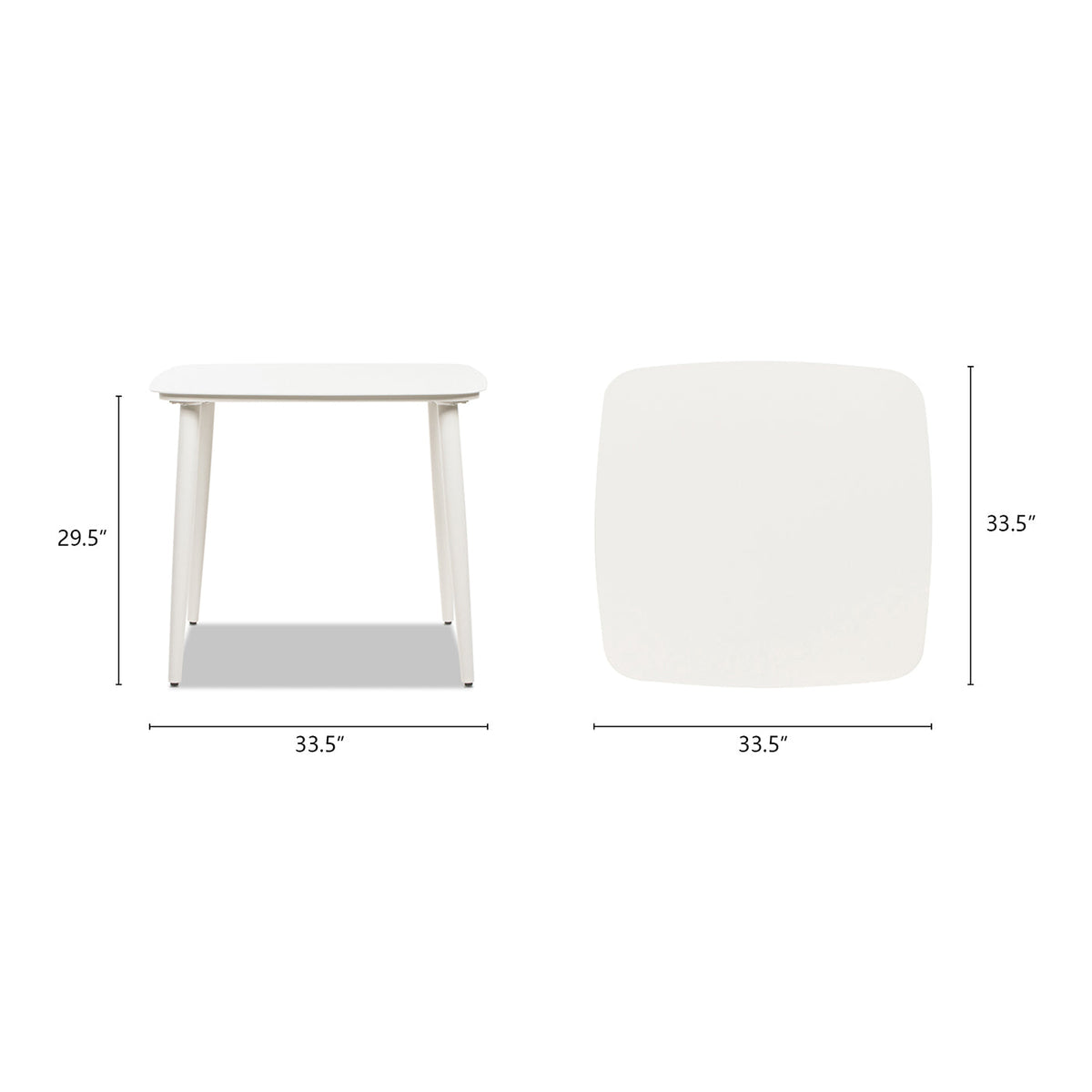 Santorini 33.5" Square Outdoor Patio Table with Durable Aluminum Frame - White