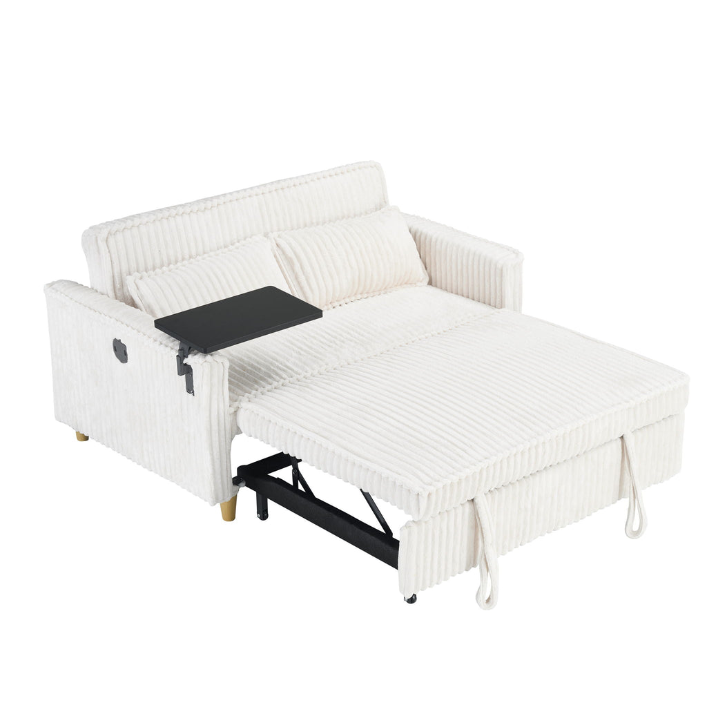 Pull Out Sofa With Movable Tabletop and USB Ports - Multiple Colors