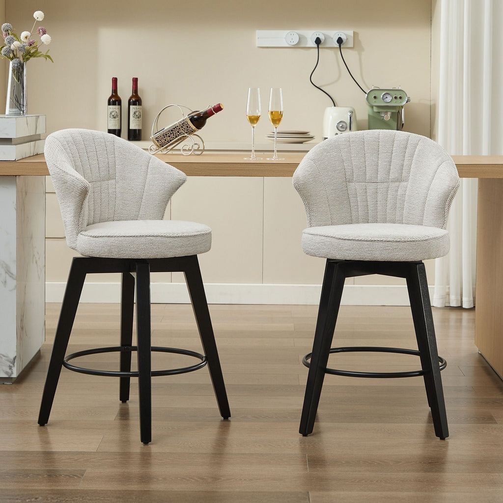 Wing Back Swivel Bar Stools with Adjustable Leveling Feet - Dark Gray or White