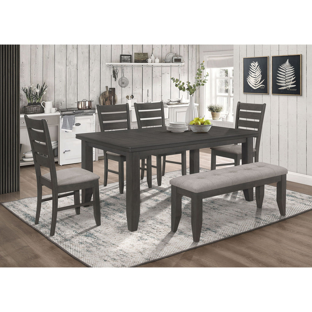 Padded Seat Dining Chairs with Tapered Slats - Set of 2, Dark Gray or Black