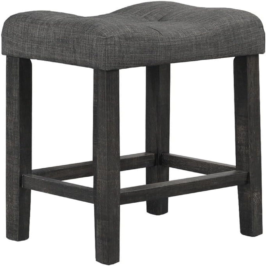 Transitional Counter Dining Set with 4 Tufted Stools - Dark Gray or Dark Brown