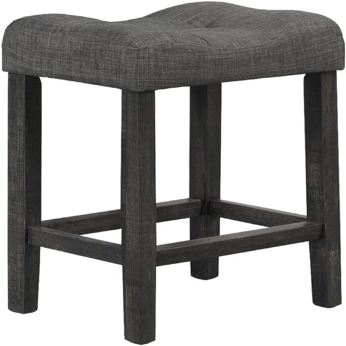 Transitional Counter Dining Set with 4 Tufted Stools - Dark Gray or Dark Brown