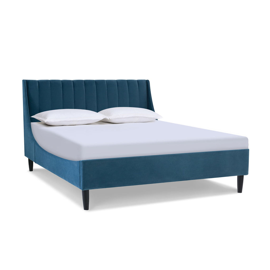 Vertical Tufted Modern Headboard Platform Bed Set with Upholstered Finish - Multiple Colors