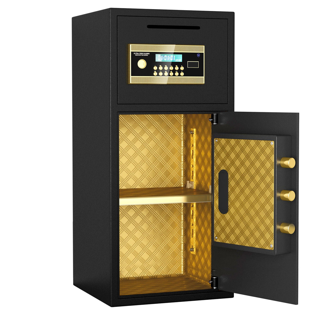 Large Double Door Digital Security Safe with Fireproof and Waterproof Bag - Black