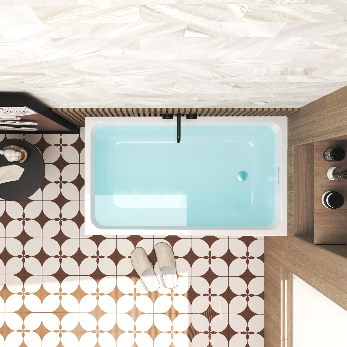 Gloss White Freestanding Bathtub with Drain – Rectangular Shape