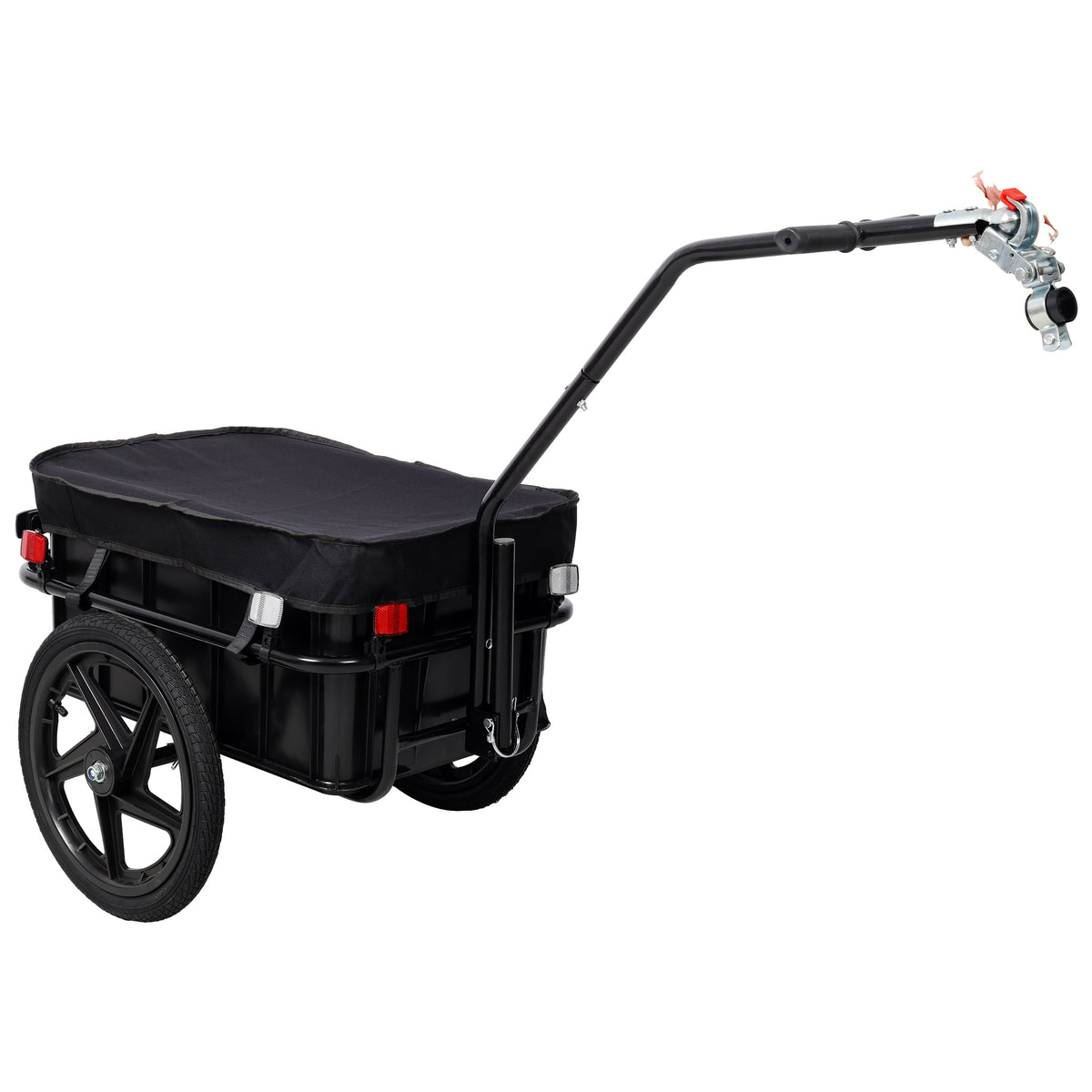 Bike Cargo Trailer with Support Bar and Waterproof Cover - Black