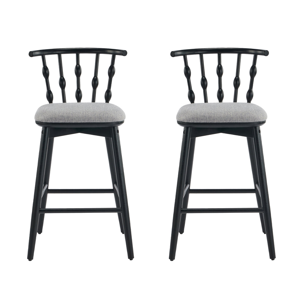 Doria Indoor Wooden Barstool with Hourglass Backrest - Grey