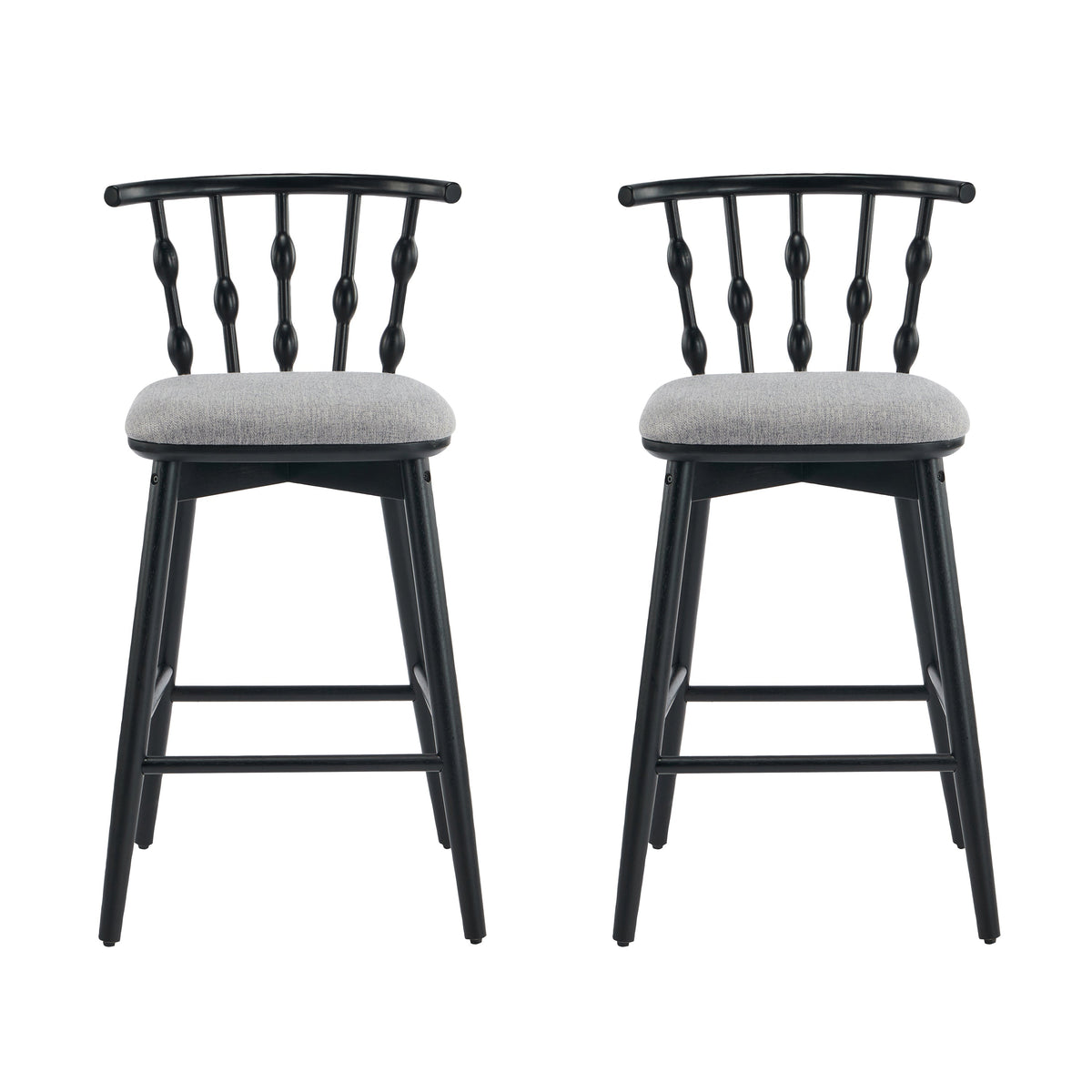 Doria Indoor Wooden Barstool with Hourglass Backrest - Grey