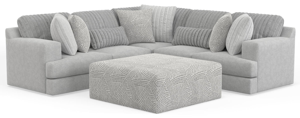 Logan - Upholstered Sectional With Comfort Coil Seating - 46" Cocktail Ottoman And Accent Pillows Included