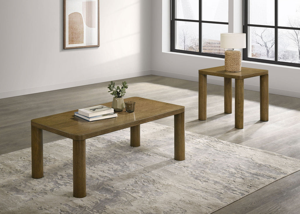 Castlewood 2-piece Cocktail Coffee Table Set Brown Oak